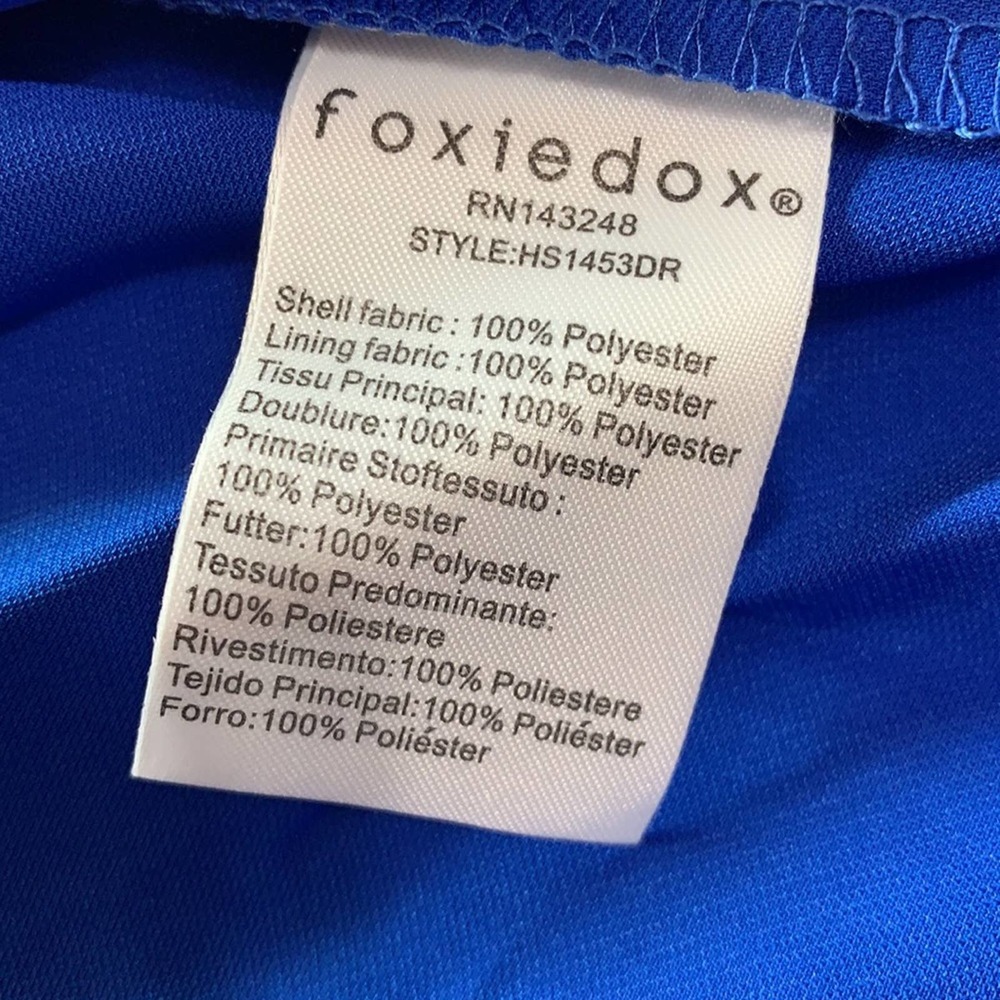 FOXIEDOX Pleated Front Slit Midi Cocktail Dress Women's M Blue - Picture 8 of 11